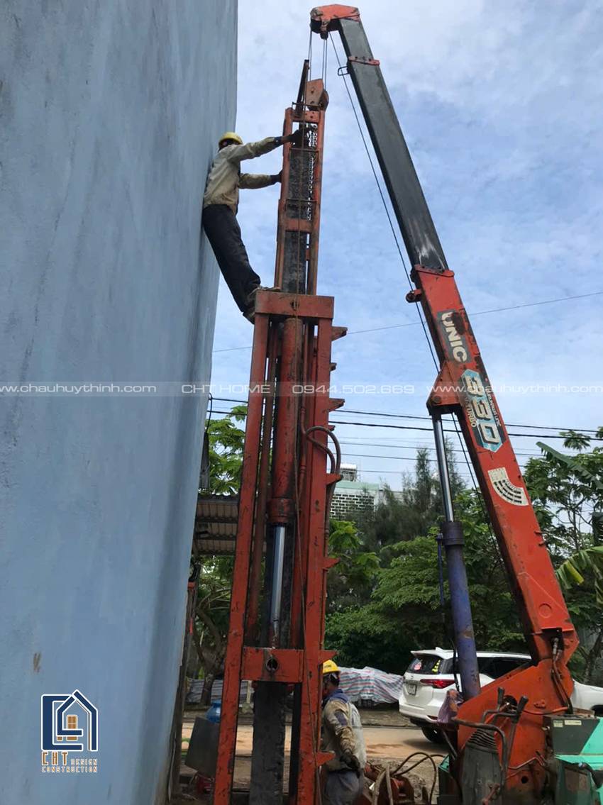 Ép cọc bê tông nhà 2 tầng tại khu Đà Thành, Núi Thành, Quảng Nam