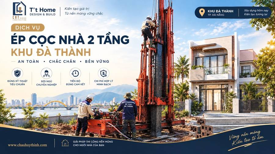 Ép Cọc Nhà Phố 2 Tầng Tại Khu Đà Thành | H't home 2026